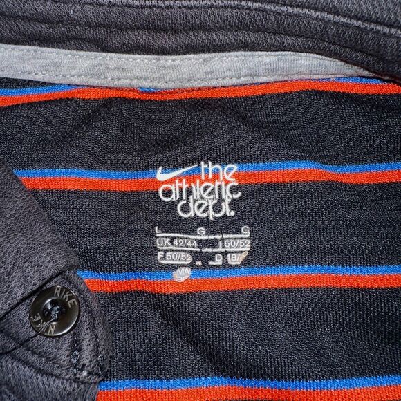 Vintage 00s Y2K Nike "The Athletic Dept." Striped Polo Shirt - Men's Size Large - Picture 3 of 9